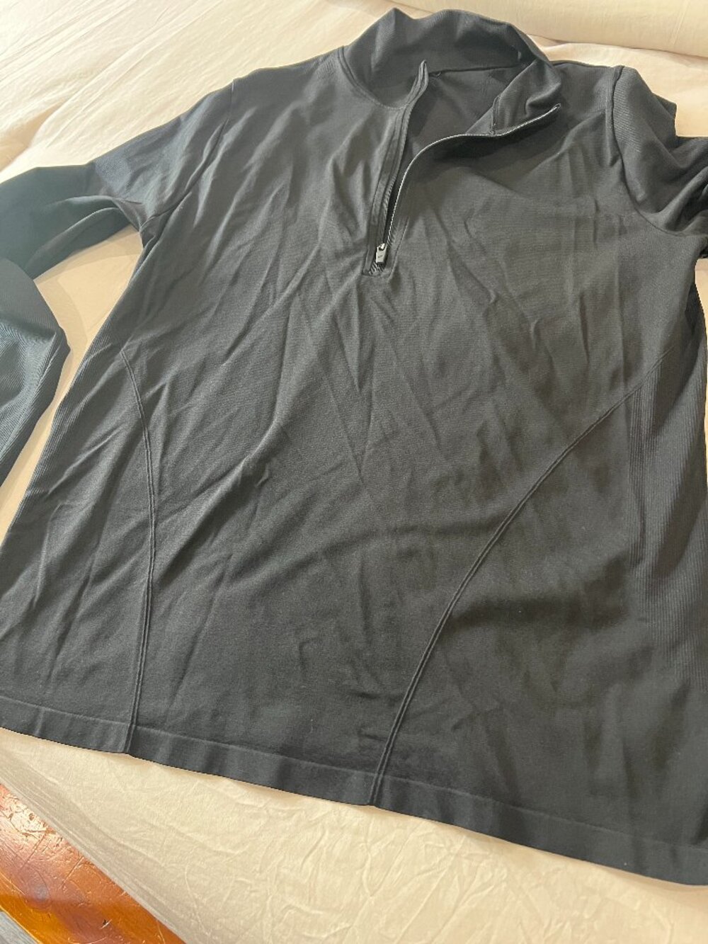 Fabletics Black Seamless Quarter Zip Long Sleeve Athletic Top